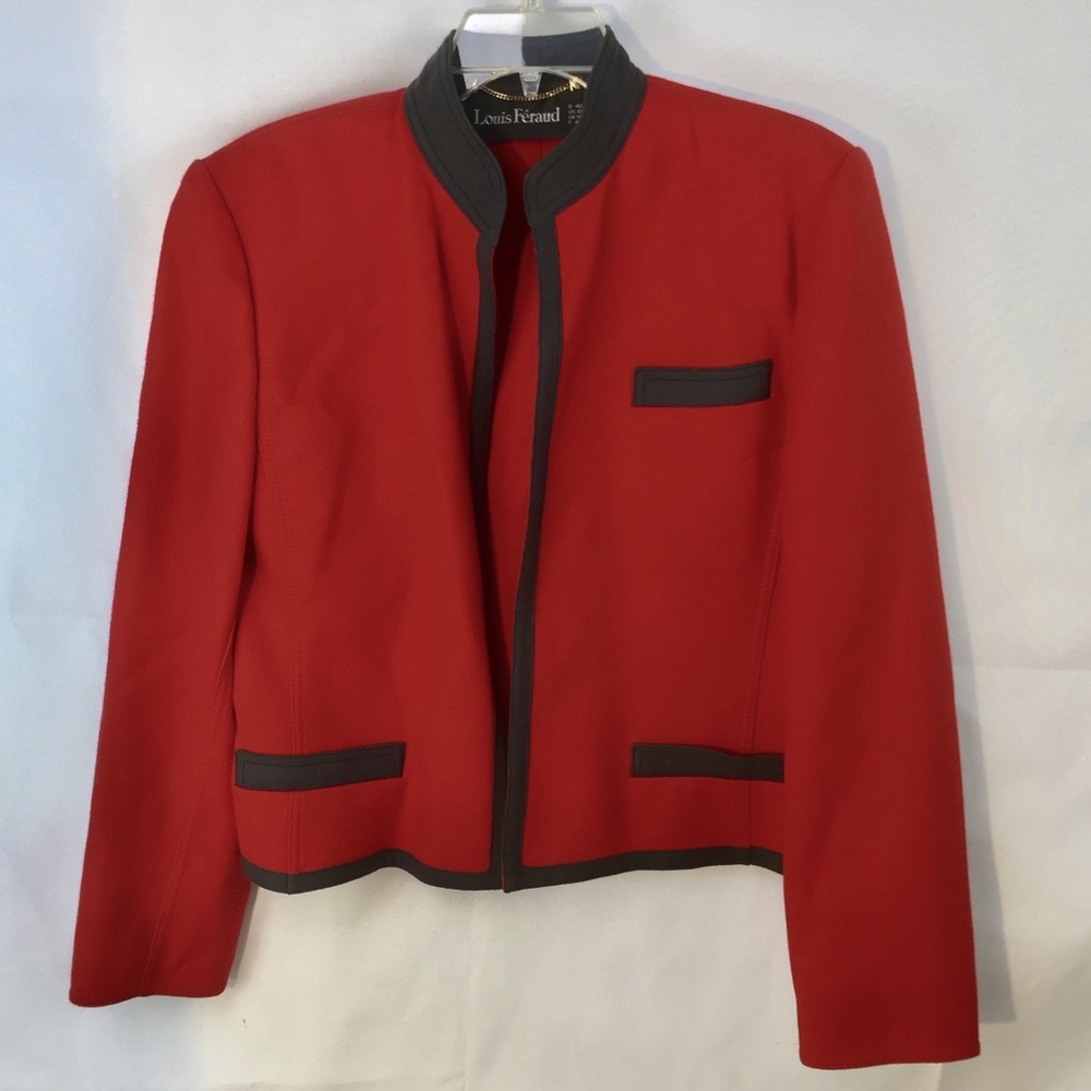 VTG Louis Feraud womens Red wool military jacket